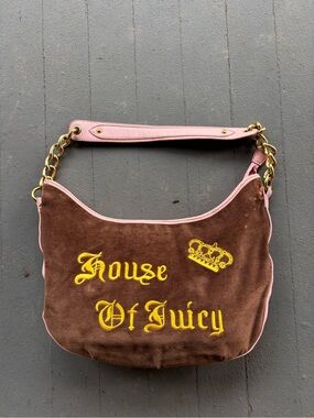 Vintage Y2K House of Juicy Couture Demi Hobo Velour Shoulder Bag.